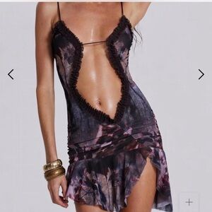 Jaded London Black and Purple Backless Dress